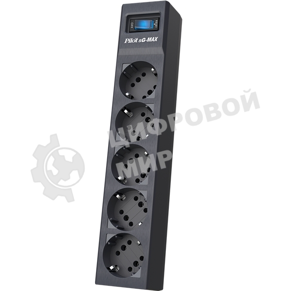 Сетевой фильтр Pilot sG-Max 5 outlets (GP), 15А/3.3 kVt, automatic circuit-breaker, 5 m, gfaphite