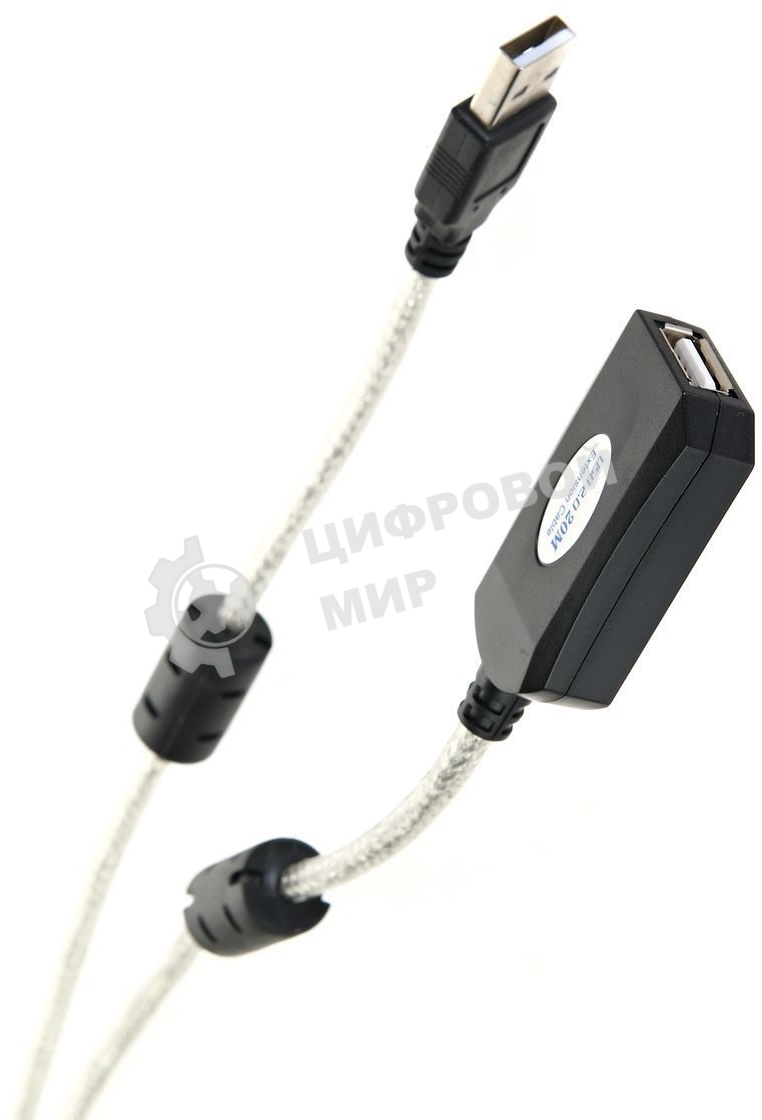 Кабель-адаптер Aopen/Qust USB2.0-repeater, удлинительный активный Am-->Af 20м (ACU823-20M) 6938510851345