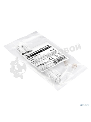 Патч-корд телефонный ExeGate TC4P4C-2M-W (шнур для телефонной трубки, витой, RJ-10 (4P-4C), 2м, белый)