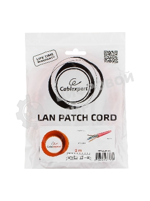Патч-корд UTP Cablexpert cat.5e, 3м, литой, многожильный, розовый