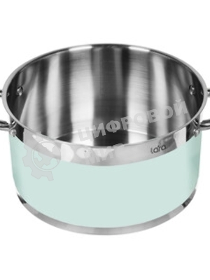 Кастрюля LARA LR02-545 MINT 26x14 см, 7,2 л, носик, индукционное дно, крышка с бортом, нержавеющая сталь