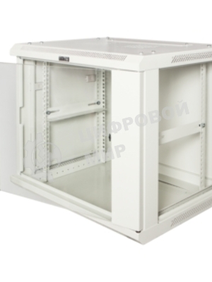 Шкаф коммутационный Lanmaster Pro (TWT-CBWPG-15U-6X4-GY) настенный 15U 600x450 мм пер. дв. стекл 60 кг серый 350 мм 768 мм IP20 металл