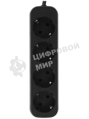 Удлинитель Defender M418 черный, 1.8 м, EURO, 4 розетки, 2200 Вт