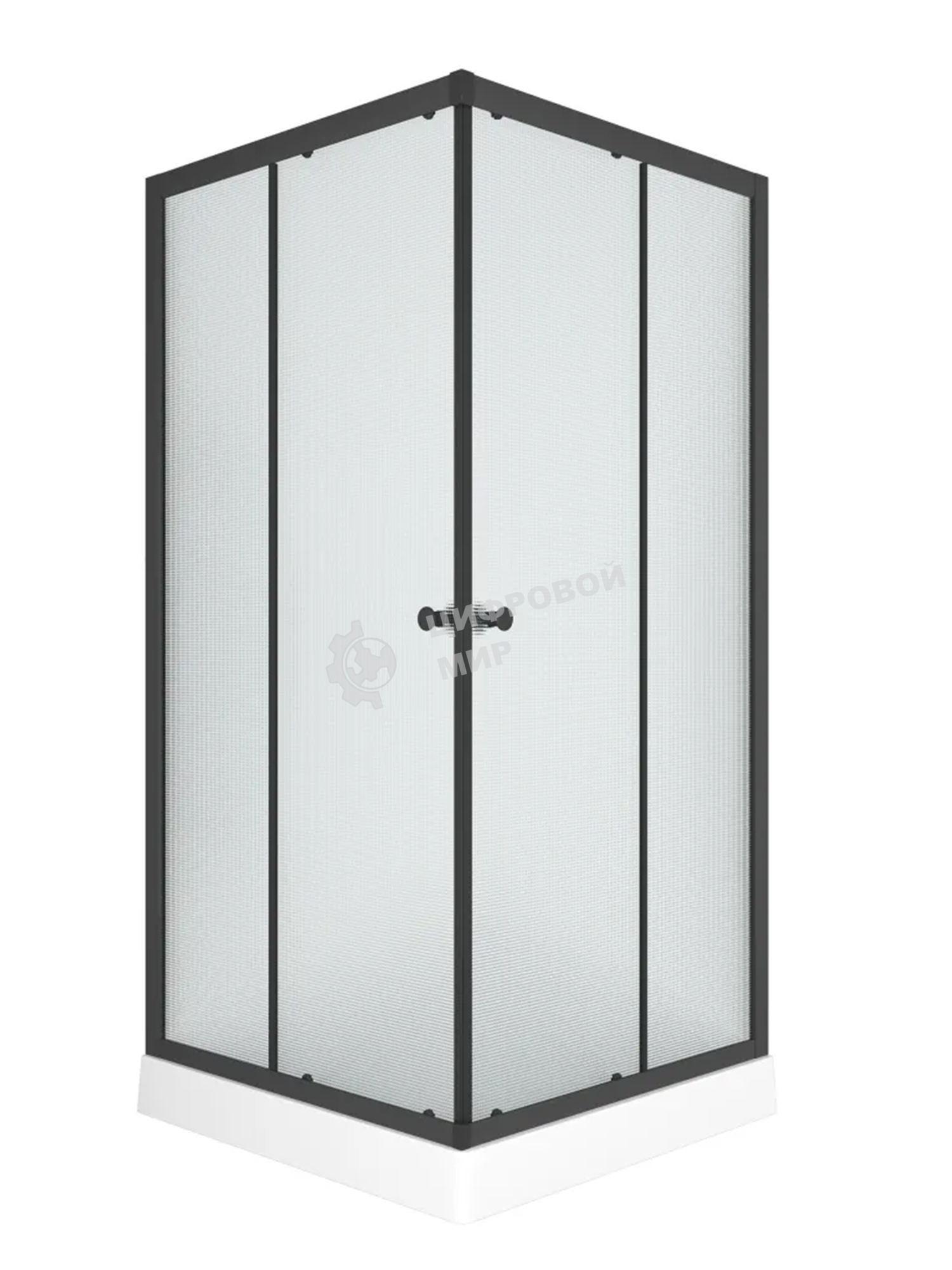Душевой уголок BAU Stil Hit Black с поддоном 90x90х195, рифленое закаленное стекло, черный профиль