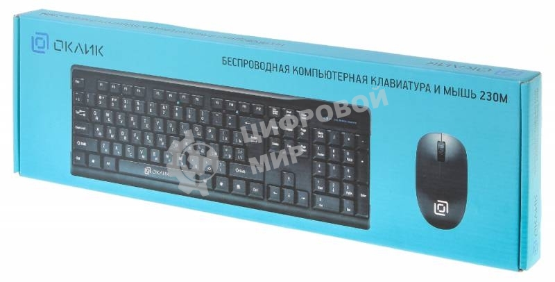 Комплект беспроводной клавиатура + мышь Oklick 230M черный 2.4ГГц Nano Receiver USB