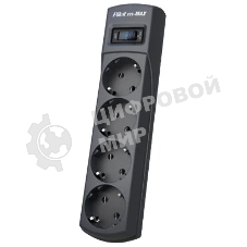 Сетевой фильтр ZIS Pilot m Max 4 розетки (евро с заземлением), 15А/3.3 кВа, автомат, 5 м, черный Surge protector Pilot m Max 4 euro outlets, 15А/3.3кВа, 5m, black
