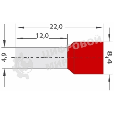 Наконечник штыревой втулочный изолированный Rexant F-12 мм 10 мм² (НШВи 10-12) красный