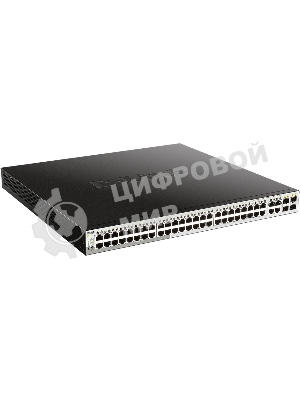 Коммутатор D-Link DGS-1210-52MP/FL1A, 48×1 Гбит/с PoE+ + 4×1 Гбит/с Combo (RJ45/SFP), настраиваемый