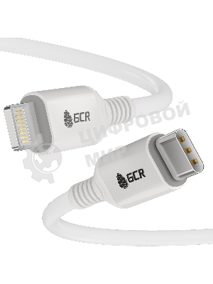 Кабель GCR PREMIUM 3.0m TypeC/Lightning MFI POWER DELIVERY 18 W, быстрая зарядка, белый силикон, AL case белый, белый ПВХ, GCR-53756