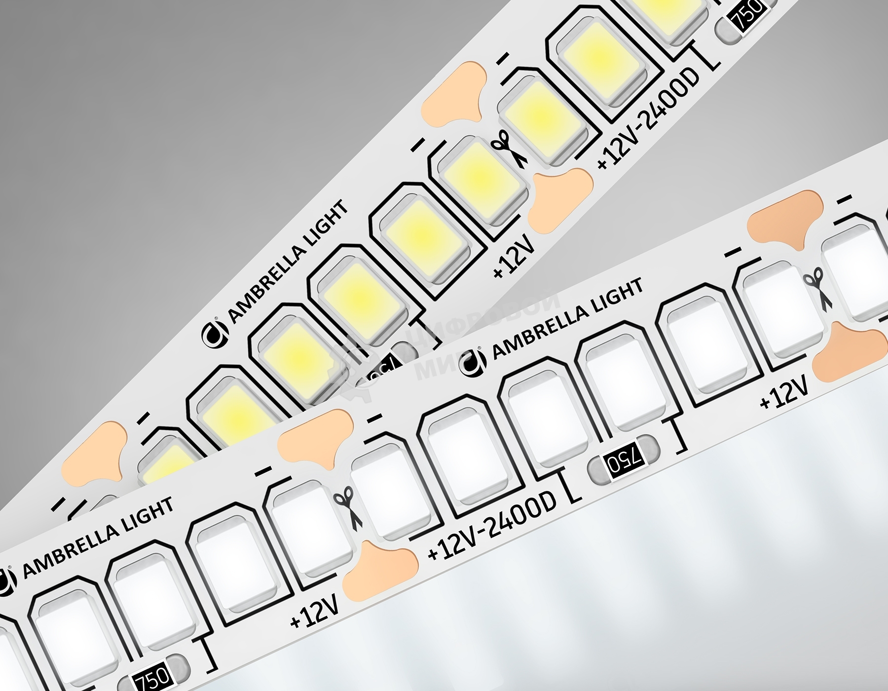 Светодиодная лента Ambrella light GS1502 2835 240Led/ 19.2W m/ 12V IP20 4500K/ 5000*10*1.2mm (2 конт.)
