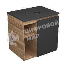 Тумба подвесная под раковину Bau Dream Blackwood 60 правая, полки, дверца, графит