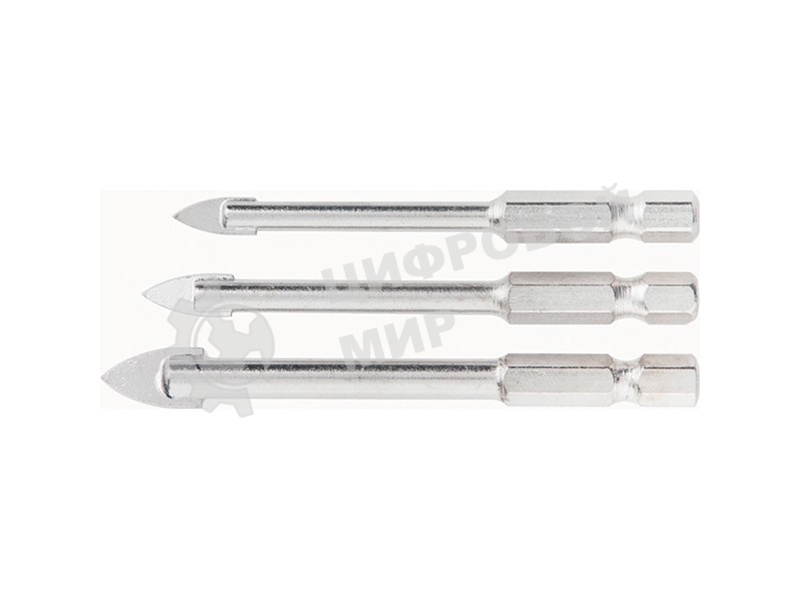 Набор Matrix сверл по керамической плитке, 5 - 6 - 8мм, шестигранный хвостовик