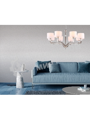 Люстра Ambrella light LH71123/8 SN/WH никель/белый E14/8 max 40W D840*880