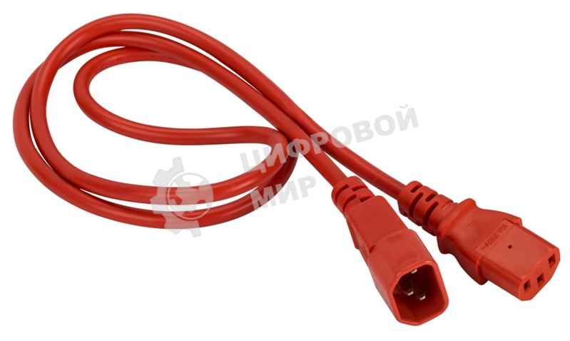 Шнур питания Lanmaster C13-C14, 3х0.75, 220В, 10А, красный, 2 метра