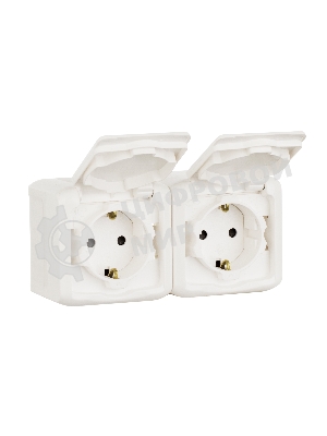 Розетка Legrand 2-м ОП Quteo 16А с защитной крышкой, защитные шторки, с заземлением IP44 белая Leg 782323