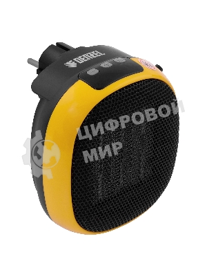 Тепловентилятор керамический Denzel DTFC-700 портативный, черный/желтый, 700 Вт, 10 м2, цифровой термостат