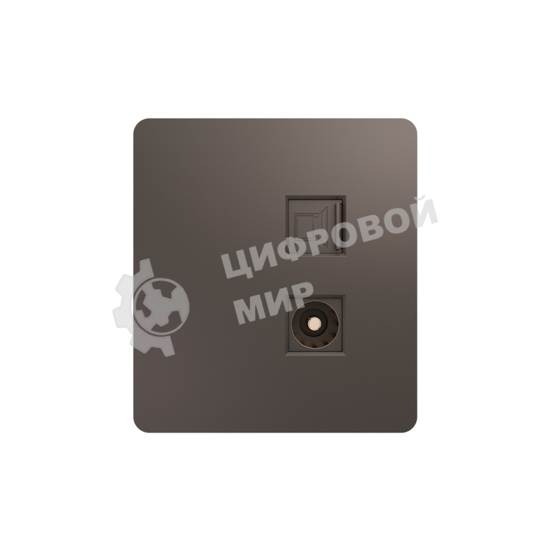 Розетка телевизионная Kranz ROUND компьютерная RJ45 кат6 + TV с/у титан