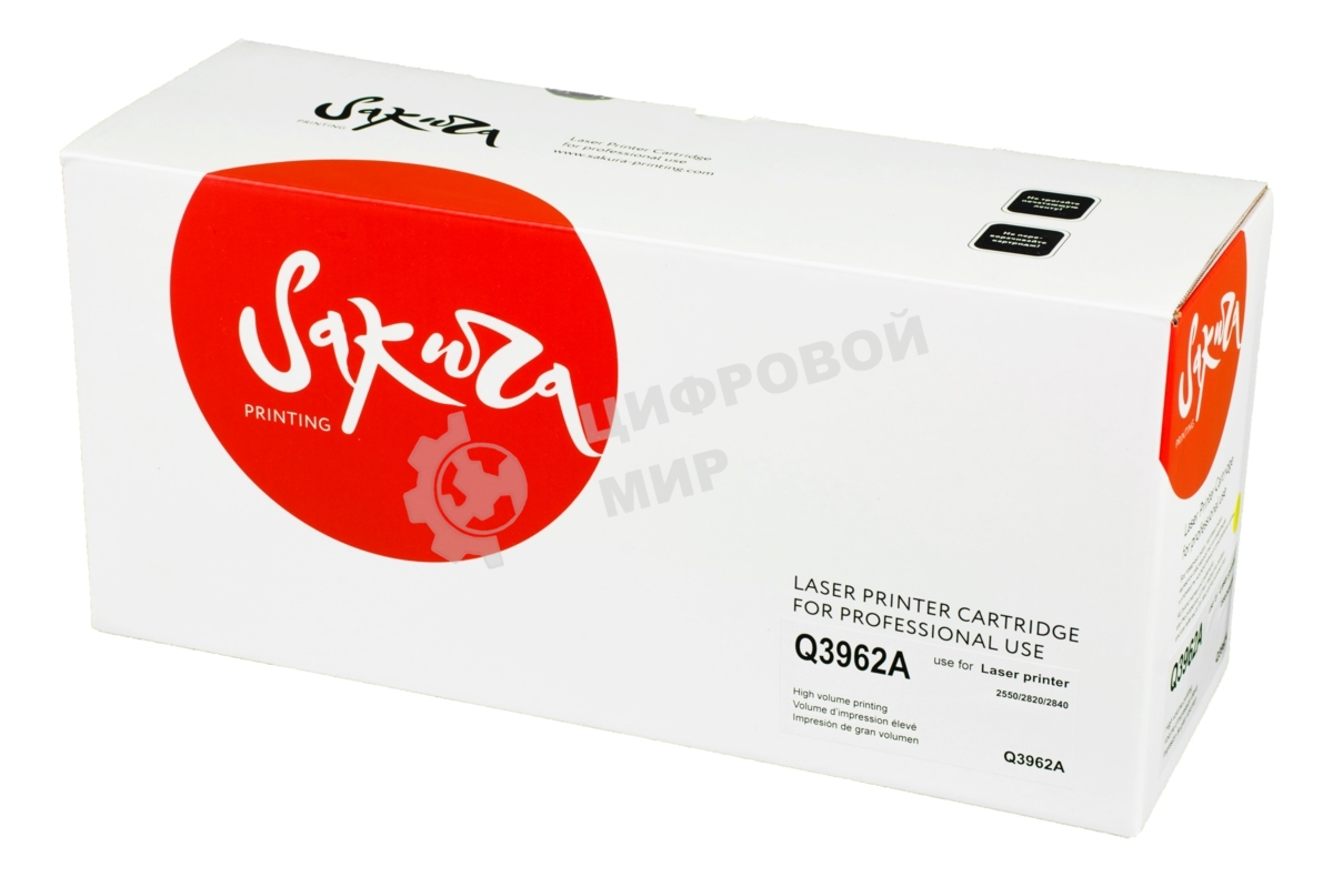 Картридж лазерный Sakura Q3962A для HP LJ 2550/2550L/2550LN/2550N/2820/2840/3000/3000DN/3000DTN/3000N, желтый 4000 к.