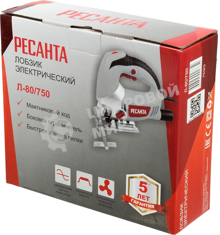 Лобзик электрический Ресанта Л-80/750 750Вт 3000ходов/мин от электросети