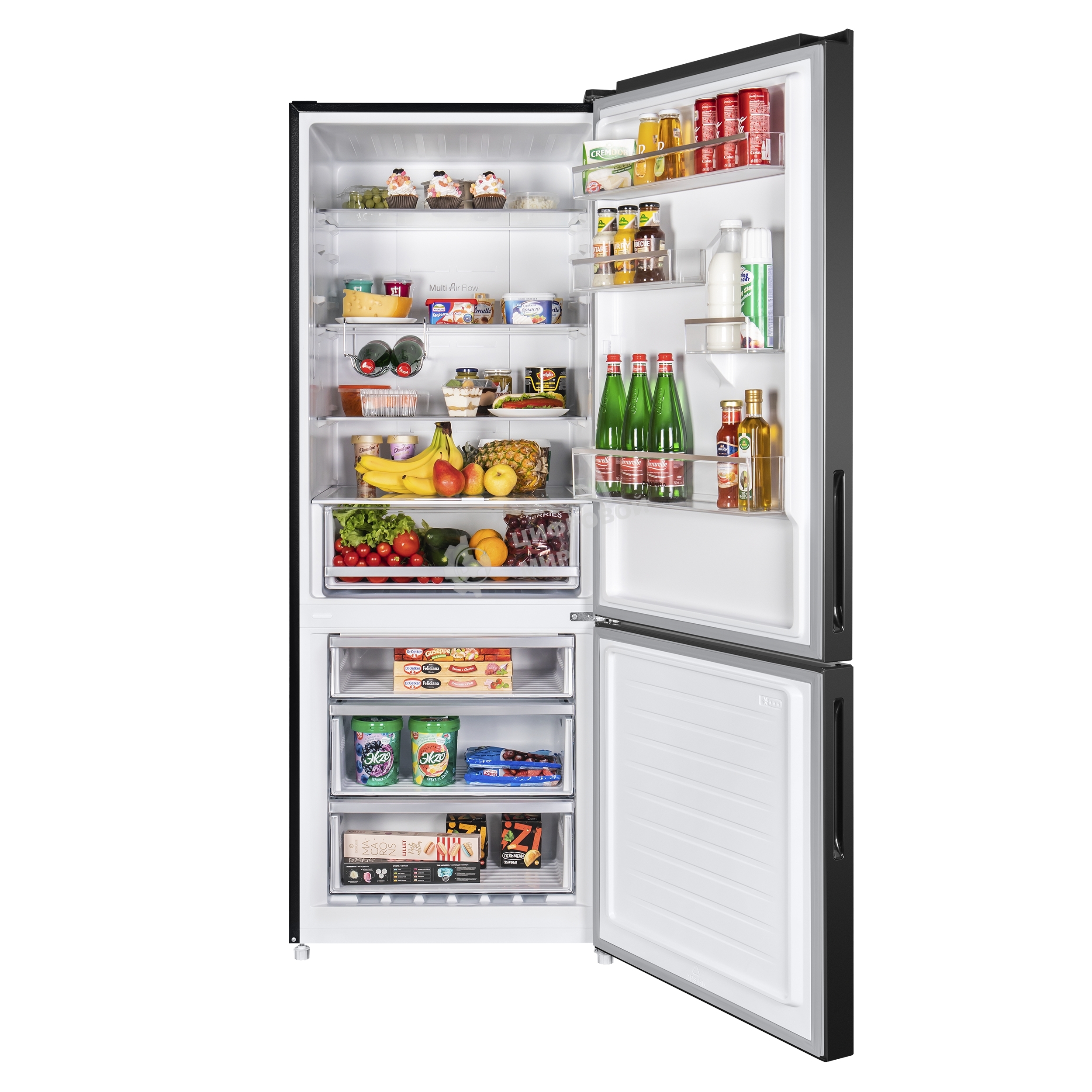 Холодильник Maunfeld MFF1857NFSB черный мат. инвертер двухкамерный 336/117л морозилка снизу