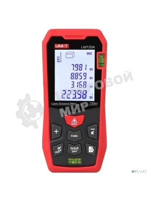 Лазерный дальномер UNI-T LM120A Диапазон расстояний (120 м); Тип дисплея (ЖК); Единицы измерения (м/фут/дюйм); Основа измерения (спереди/сзади);