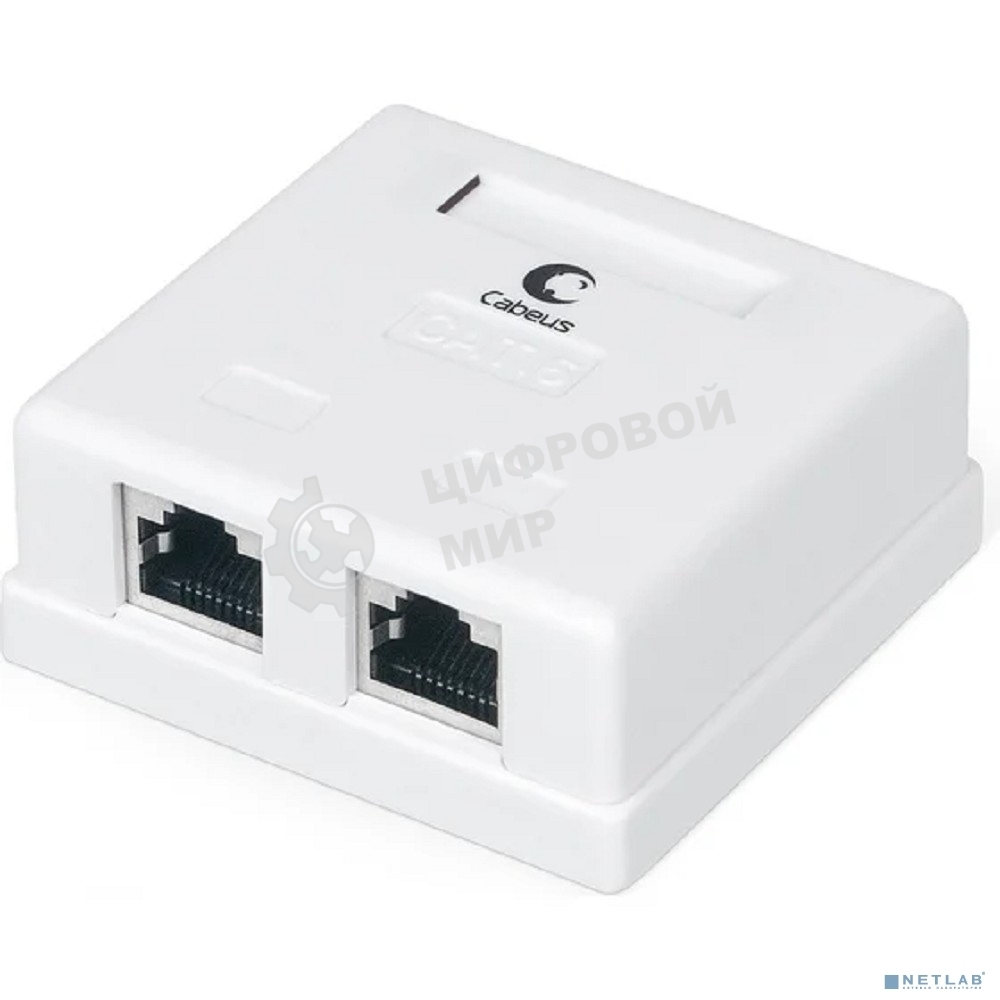 Розетка компьютерная RJ-45(8P8C) Cabeus WS-8P8C-Cat.6-SH-2 категория 6, экранированная, двойная, внешняя, Dual IDC