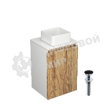 Тумба с раковиной и выпуском (Тумба Bau Dream Blackwood 40, умывальник BAU Mini 24х24, выпуск клик клак, черный)