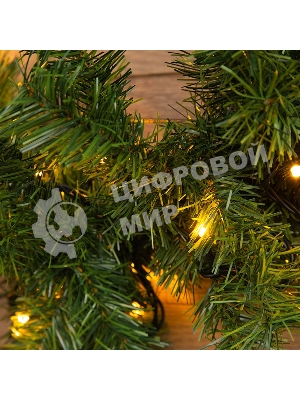 Еловый шлейф Neon-night искуственный 2,7 м Теплое белое свечение 80 LED