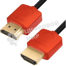 Кабель Greenconnect SLIM 3.0m HDMI 2.0, красные коннекторы Slim, OD3.8мм, HDR 4:2:2, Ultra HD, 4K 60 fps 60Hz, 3D, AUDIO, 18.0 Гбит/с, 32/32 AWG, GCR-51601 Кабель Greenconnect SLIM 3.0m HDMI 2.0, красные коннекторы Slim, OD3.8мм, HDR 4:2:2, Ultra HD, 4K 6