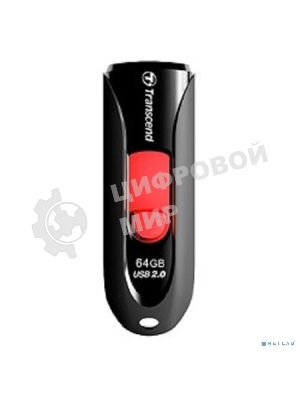 Флешка USB Transcend JetFlash 590 (TS64GJF590K), 64Gb, USB 2.0, R/W 25/15, черный/красный