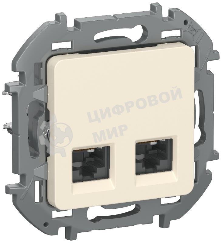 Розетка компьютерная двойная RJ45 категория 5Е UTP 6738361 слоновая кость IEKINSPIRIA