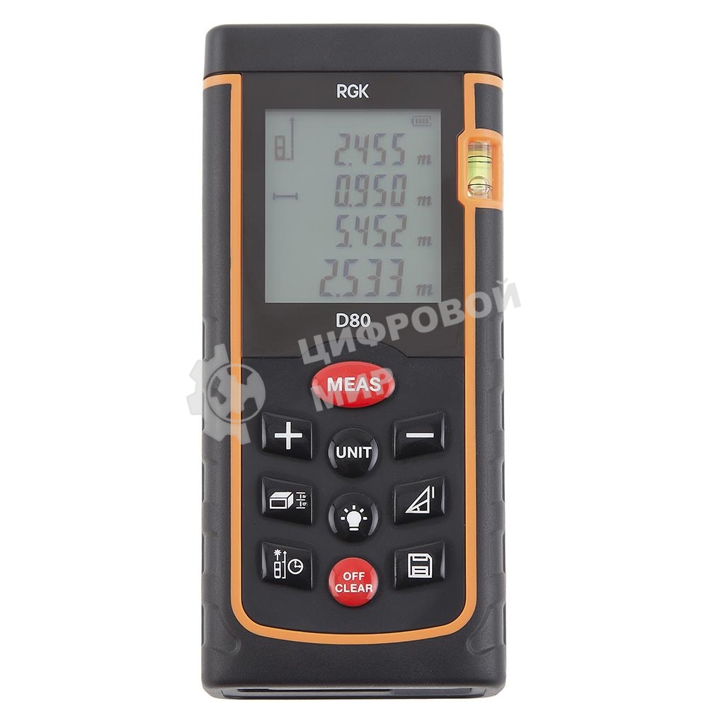 Дальномер RGK D80 ±2мм 80м дисплей IP54 2хААА 1.5В