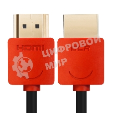 Кабель Greenconnect SLIM 3.0m HDMI 2.0, красные коннекторы Slim, OD3.8мм, HDR 4:2:2, Ultra HD, 4K 60 fps 60Hz, 3D, AUDIO, 18.0 Гбит/с, 32/32 AWG, GCR-51601 Кабель Greenconnect SLIM 3.0m HDMI 2.0, красные коннекторы Slim, OD3.8мм, HDR 4:2:2, Ultra HD, 4K 6
