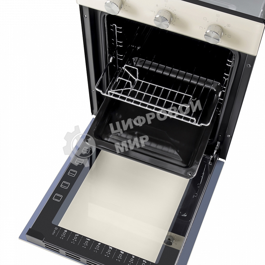 Шкаф духовой электрический Maunfeld EOEC516BG, встраиваемый, 51л, дверца с 2 стеклами, бежевый