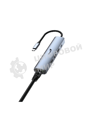 Концентратор USB HUB UH-545 USB3.0 с Ethernet RJ45, гигабитным Ethernet RJ45 x 1, портом питания USB-C (5 В 3 А) x 1, портами передачи данных USB-A 3.0 x 3