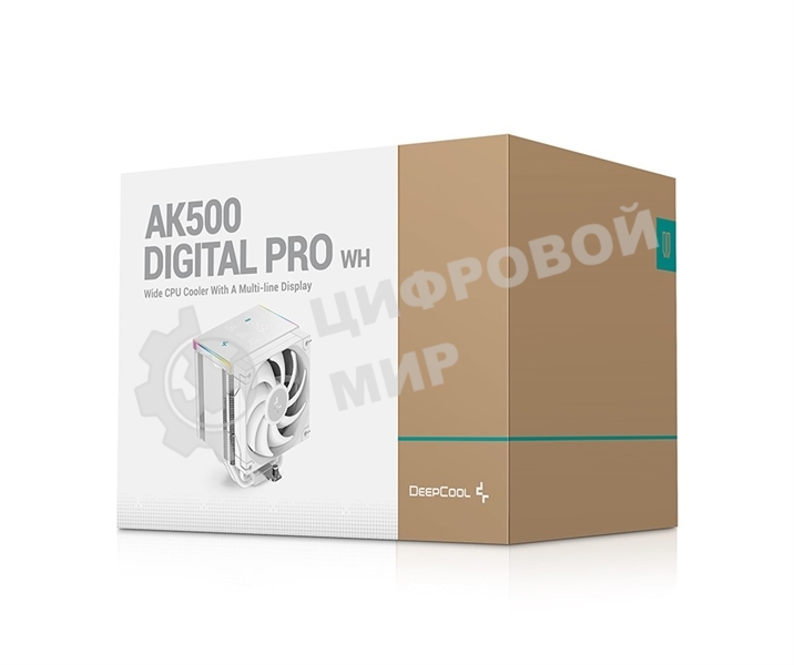 Кулер для процессора DEEPCOOL AK500 DIGITAL PRO WH белый 120 мм, алюминий/медь, 1750 об/мин, 25 дБ, 4 pin, 162 мм