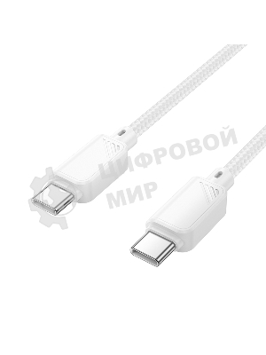 Кабель USB2.0 Hoco Type-C/Type-C, 3А, 60Вт, нейлоновая оплетка, X113, 1м, белый, коробка