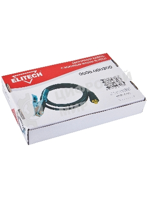 Кабель сварочный ELITECH 0606.000300 3м DX25 16кв мм зажим на массу
