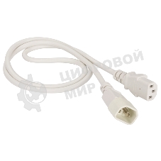 Шнур питания Lanmaster C13-C14, 3х0.75, 220В, 10А, белый, 2 метра