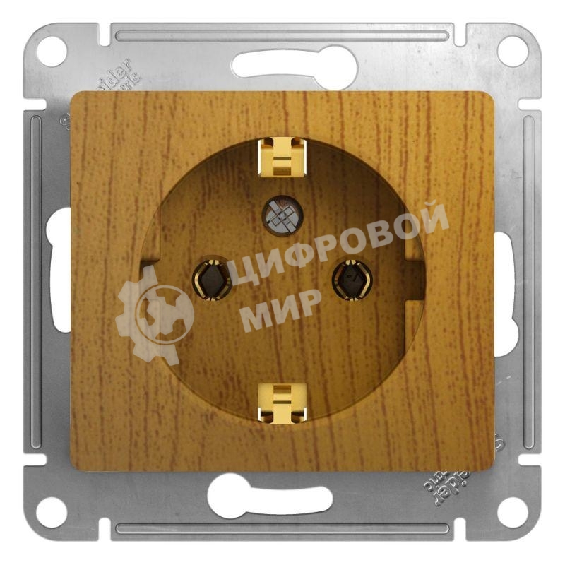Механизм розетки 1-м СП Glossa 16А с заземл. дер. дуб SchE GSL000543