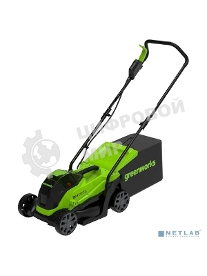 Газонокосилка аккумуляторная GreenWorks GD24LM33k4, 24v, 33 см, 1хАКБ 4А·ч и ЗУ (2516107UB)