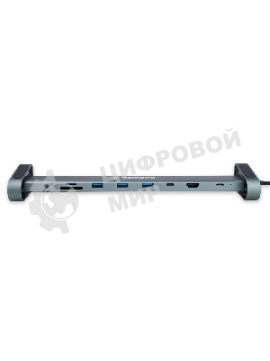 Концентратор USB Type-C Gembird UHB-D5, 10в1: 3xUSB3.1, Type-C PD87W, Jack 3.5, SD/TF, HDMI, RJ45, Type-C, кабель 14см, алюминий
