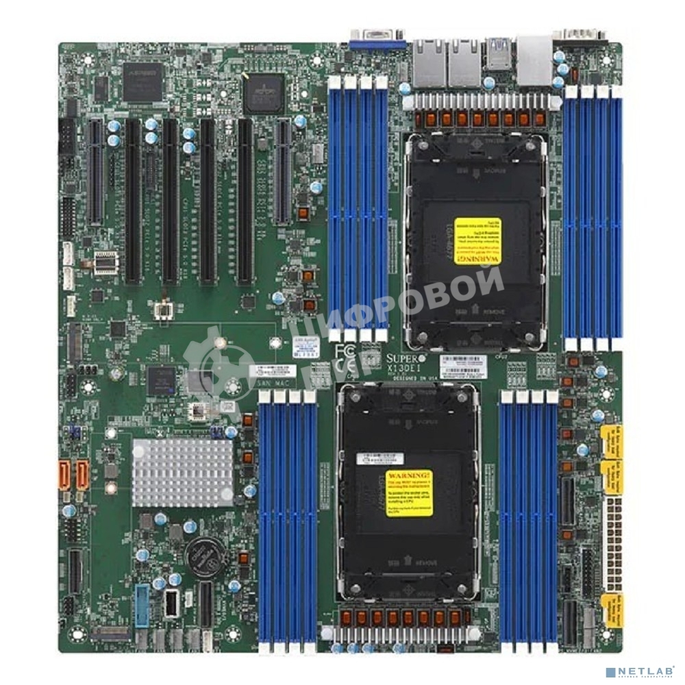 Материнская плата Supermicro MBD-X13DEI-B 2xLGA-4677, Intel Xeon SP gen 4, Intel C741, 16x DDR5 4800/4400/4000 MHz. 2x1Gbe Base-T BCM5720+1xMgmt LAN, 10xSATA3, 2xSATA-DOM, 6xUSB3, 4xPCI-Ex16+2xPCI-E x8+3xMCIO x8, 2xM.