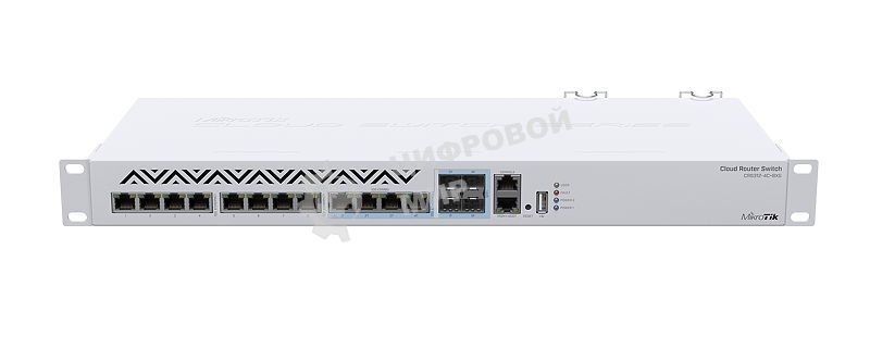 Маршрутизатор MikroTik CRS312-4C+8XG-RM Cloud Router Switch 8х 1G/2.5G/5G/10G RJ45, 4х 10G RJ45/SFP+ with RouterOS L5, 1U rackmount enclosure