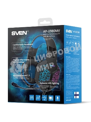Гарнитура Sven AP-U980MV синий-чёрный, проводная, USB