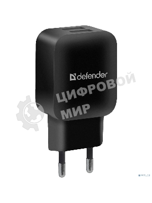 Сетевой адаптер Defender 2xUSB, 5V/2.1А, черный, пакет (EPA-13)