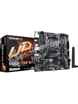 Материнская плата Gigabyte B450M D3HP WIFI6E, AM4, AMD B450, 4xDDR4, 4xSATA 6Gb/s, 2xM.2, 1xPCIe 3.0 x16, 1xPCIe 2.0 x1, 2xHDMI, 1xDisplayPort, 1x1Gb LAN, 4xUSB 3.2 Gen 1, 3xUSB 2.0, 3x3.5 мм, 7.1, microATX