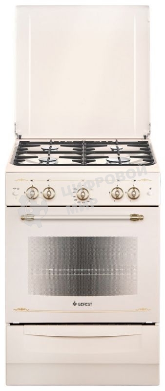 Плита газовая Gefest ПГ 6100-02 0186 бежевый, конфорок 4 шт, духовка 52 л, 60 см x 85 см x 60 см