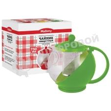 Чайник заварочный MALLONY Variato, 750 мл (стекло, пластик корпус, металл.ситечко), цвета в ассорт.