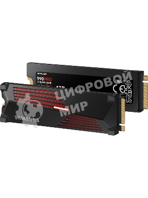 Накопитель SSD Samsung 990 Pro 4Tb, PCIe 4.0 x4, M.2 2280, NVMe, R/W 7450/6900, с радиатором